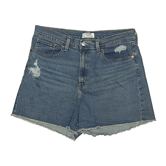 Denizen from Levi's Pants - Levi's High-Rise Frayed Hem Women’s Shorts - Blue